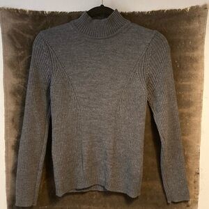 Alain Manoukian Gray Ribbed Y2K Vintage Design Mock Neck Sweater